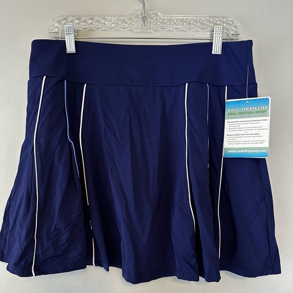 Gottex G Lifestyle UPF 50 Navy Skort with White Contrast Piping Size Large - Picture 2 of 6